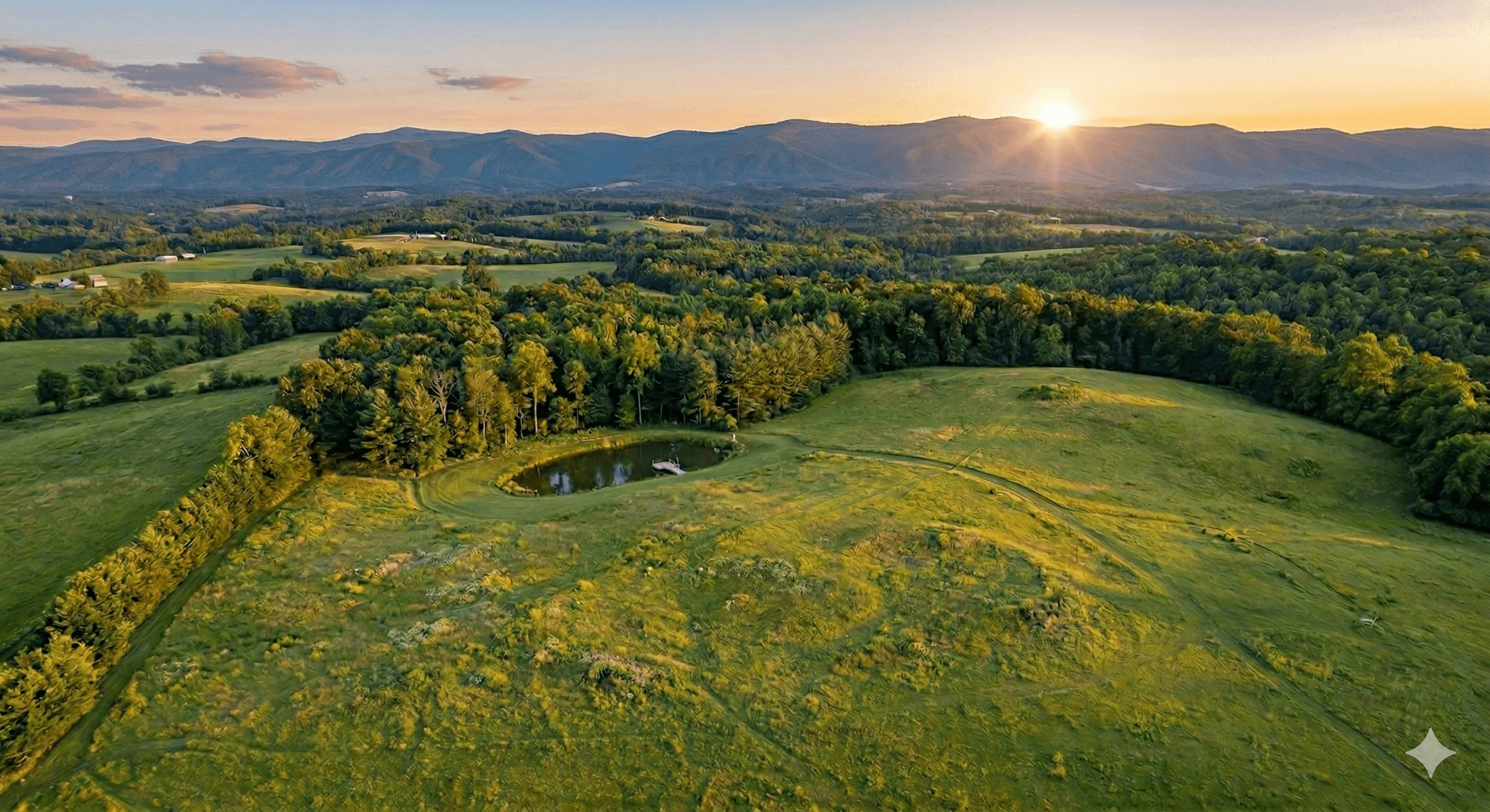 Virginia Piedmont landscape at sunset